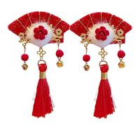Chinese New Year Headband | New Years Accessories, Tassels Red Hairy Bows With Tassels,New Years Hair Accessories For Mother's Day, Kids, Family, Friends