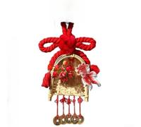 Chinese New Year Knot Ornament 27cm Red Hanging Decor(A) | Handmade craft, vibrant red color, polyester, 27cm total length, easy to hang