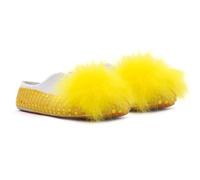 Chinese New Year Lion Dance Shoes, Sequined Upper With Fluffy Red/Yellow Fur, Breathable Comfortable Dancing Footwear