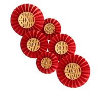 Chinese New Year Paper Fans, Red Paper Fans Flowers,6X New Year Wall Fan Decoration | Red Folding Fans Decorations for Festival, Rem