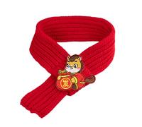 Chinese New Year Pet Scarf - Red Warm Knitted Festive Winter Wool Neck Warmer Soft Breathable Kitten Collar Bibs Traditional Holiday Costume Outfits for Small Dogs