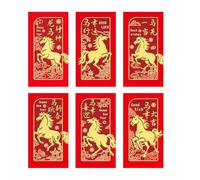 Chinese New Year Red Envelopes - 6 Pieces 2026 Spring Festival Horse Designs,Envelope For Lunar Year Of The Horse | for Adults, Couples, Friends, Mom, Dad and Kids