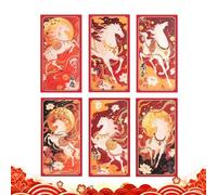 Chinese New Year Red Horse Envelopes, 6 Pieces Holiday Red Envelopes New Year Envelopes for Enterprise Culture Enthusiastic Christmas