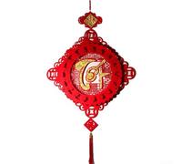 Chinese New Year Red Lantern Ornament with Tassels, Flocking Cloth Material and Three-Dimensional Hollow Carving Design, Spring Festival Hanging Decoration for(A)