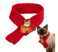Chinese New Year Scarf for Dog Warm Red Chinese Knitted Decor