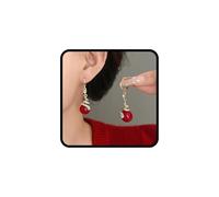 Chinese New Year Snake Earrings For Women, Glitter Cubic Zirconia Red Pearl Statement Dangle Earrings Expectation A Sense Of Ritual New Year Christmas Jewelry Gifts, L, Alloy Steel, No Gemstone