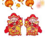 Chinese New Year Stickers - Blessing Decals Wealth God Design | Spring Festival Door Window Clings for Family Lunar New Year Decor Party Favors Home Celebration Use