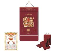Chinese New Year Tear-Off Calendar 2026 Year of the Horse Fortune Character Art Wall Calendar Creative Home Decor Perpetual Thickened Almanac(P)