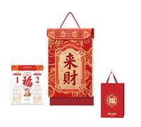 Chinese New Year Tear-Off Calendar 2026 Year of the Horse Fortune Character Art Wall Calendar Creative Home Decor Perpetual Thickened Almanac(J)