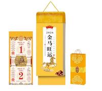 Chinese New Year Tear-Off Calendar 2026 Year of the Horse Fortune Character Art Wall Calendar Creative Home Decor Perpetual Thickened Almanac(A)