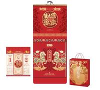 Chinese New Year Tear-Off Calendar 2026 Year of the Horse Fortune Character Art Wall Calendar Creative Home Decor Perpetual Thickened Almanac(S)