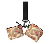 Chinese New Year White Snake Flowers Dual Wristlet Wallets for Women Slim Detachable Zipper Cash Coin Purse with Zipper Pocket for Lady 2 Pcs, Chinese New Year white snake flowers, One Size, Casual