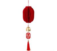 Chinese New Year Wind Chimes, 1-Piece Red Paper Pendant with 3D Hycomb Structure, Festive Home Dr for Year of the Horse, Handmade Multi-Layer Ornament for Indoor Spaces(C)