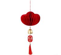 Chinese New Year Wind Chimes, 1-Piece Red Paper Pendant with 3D Hycomb Structure, Festive Home Dr for Year of the Horse, Handmade Multi-Layer Ornament for Indoor Spaces(D)