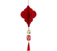 Chinese New Year Wind Chimes, 1-Piece Red Paper Pendant with 3D Hycomb Structure, Festive Home Dr for Year of the Horse, Handmade Multi-Layer Ornament for Indoor Spaces(B)