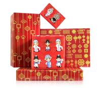 Chinese New Year Wrapping Paper for Women Men, 6pcs Red and Gold Lanterns Fan Peking Opera Characters Print Lunar New Year Gift Wrap Papers Folded Flat Sheets for China Newyear Lantern Spring Festival