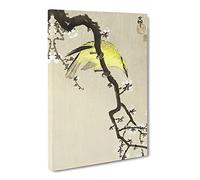 Chinese Oriole Bird On A Plum Blossom By Ohara Koson Canvas Print | Gallery Wrapped 30mm Frame Wall Art | 20x14 inches | Ready to Hang | Asian Animals Picture | Living Room Bedroom Lounge Office