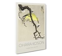 Chinese Oriole Bird On A Plum Blossom Ohara Koson Canvas Print | Gallery Wrapped 30mm Frame Wall Art | 30x20 inches | Ready to Hang | Asian Animals Picture | Living Room Bedroom Lounge Office