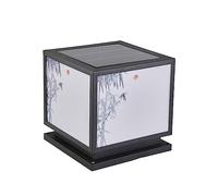 Chinese Outdoor Post Lights, Solar and Mains Dual-Purpose Square Post Cap Lamp, Villa Fence Column Lamp Lantern, Garden Decoration Landscape Lighting Fixtures, for Courtyard Fence Pathway