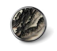 Chinese Painting Badges Decorative, Durable Aluminum Alloy Round Badge, Lightweight Button Brooch for Shirts, Jackets, Hats, Uniforms 1"