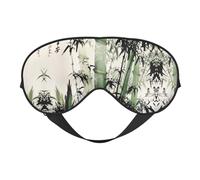 Chinese Painting of Bamboo Printing Soft Eye Mask,Double-Sided Soft Eye Cover for Sleep,Travel,Yoga, Adjustable Strap, Blocks Light