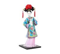Chinese Palace Lady Figurine, Traditional Costume Doll, Resin Shelf Decor | Embroidered Robe, Delicate Face Detailing, Weighted Square Base for Bookshelves, Offices, Entryways, Restaurants & Collectors