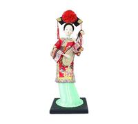 Chinese Palace Lady Figurine, Traditional Costume Doll, Resin Shelf Decor | Embroidered Robe, Delicate Face Detailing, Weighted Square Base for Bookshelves, Offices, Entryways, Restaurants & Collectors