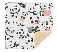 Chinese Panda Cute Cartoon Large Non-Slip Baby Activity Play Mat for Floor Lightweight Tummy Time & Crawling Mat for Babies Infants Toddlers, 50'' x 50''