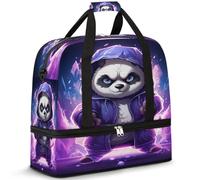 Chinese Panda Travel Duffel Bag for Women Men, Cute Animal Foldable Sports Gym Bag Weekend Overnight Totes Carry on Cabin Bag with Shoes Compartment