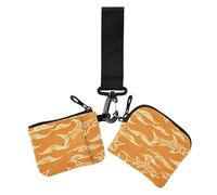 Chinese Pattern fish sea Orange Women's Dual Wallets Business Card Cases Large Capacity Coin Purse Wallet Bag with Zipper Coin Pocket for Daily Use 2 Packs, chinese pattern fish sea orange, One Size