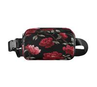 Chinese Peony Marshmallow Black Stylish Fanny Pack Waist Bag for Women Men Multipurpose with Adjustable Strap for Cycling Hiking Gym bolsa para hombre de cintura