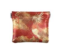 Chinese Phoenix Auspicious Clouds Red Gold Fashion Women's Small Leather Coin Purse Wallet Decorative Mini Cosmetic Case for Women mini monederos para monedas