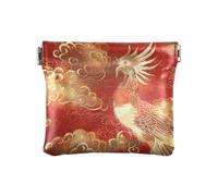 Chinese Phoenix Auspicious Clouds Red Gold Women's Small Leather Coin Purse Wallet Cute Mini Change Wallet Coin Pocket for Men Women Travel