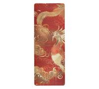 Chinese Phoenix Auspicious Clouds Red Gold yoga mat set for women printed, non slip, non slip yoga towel and bag tapete para ejercicio 71x26 inches