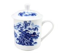 Chinese Porcelain Tea Mug,(Landscape pattern ) Chinese Jingdezhen Ceramics Coffee Mug Teacup Loose Leaf Tea Brewing System for Home Office