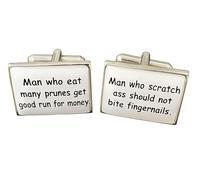 Chinese Proverb Cufflinks - Onyx Art CK91 Dad Joke Wedding Gift Cuff Links In Premier Life Packaging