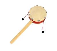 Chinese Rattle Drum Toy - Sheepskin And Wood, Cartoon Hand-Shake Bell Instrument | Traditional Percussion Toy, Portable Hand Bell For Children, Party And Coordination