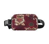 Chinese Red Cartoon New Year Lion Fashion Waist Bag Fanny Pack for Men Women Large Capacity Zipper Fanny Pack Sling Bag with Adjustable Strap for Workout Running Hiking