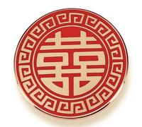 Chinese Red Double Happiness Symbol Envelope China New Year Wedding 1.15" Enamel Pin Badge, 1.15 Inches tall, Metal, metal