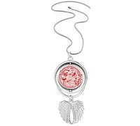 Chinese Red Dragon Animal Pendant Angel Wings Rotating Necklace Jewelry