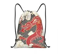 Chinese Red Dragon Totem Pattern Drawstring Backpack Women Gym Sport Sackpack Portable Tradition Asian Style Training Bag Sack