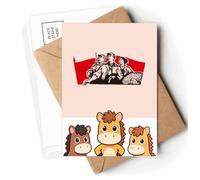 Chinese Red Education Flag Propaganda Postcards Envelopes Cards Mailing Year Horse