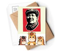 Chinese Red Education Middle-aged Propaganda Postcards Envelopes Cards Mailing Year Horse