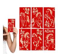 Chinese Red Envelope 2026, 6 Festive Packets Lucky Charm Silver, 2026 Red Packets of the Year of the Horse - For Family, Friends, Parents, Colleagues, Neighbors, Grandparents, Parents