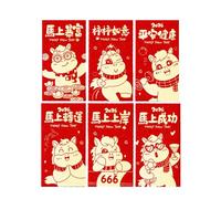 Chinese Red Envelope 2026-6-Pieces Festive Money Packets | Year of The Horse Red Packet with Traditional Design, Holiday & Festival Accessory Category, Fortune Packets for Family