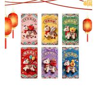 Chinese Red Envelope,6-Piece 2026 Good Luck,Embroidered Red Packet Money Envelopes | for Tet Wedding Holiday Housewarming Party Favors Kids Adults Friends