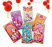 Chinese Red Envelope - 6 Pieces 2026 Cute 3D Spring Festival Silver Envelopes Pocket Red Envelopes Spring Party Greeting Cards for Employees