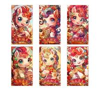 Chinese Red Envelope - 6 Pieces Horse Money Bags,2026 Paper Chinese New Year Red Envelopes - For Boy Girl Adult Family Friend Birthday Party Event Home Warming Winter Party