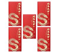 Chinese Red Envelope, Chinese Red Envelope Cute | 5 x Lucky Money Envelopes for Year of the Snake - Red Pocket Envelopes for Chinese New Year, Christmas