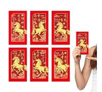 Chinese Red Envelope for the Year 2026 | 6 Pieces 2026 Spring Festival Horse Patterns, Red Sachet for the Lunar Year of the Horse | Suitable for Adults, Family, Friends, Mom, Dad